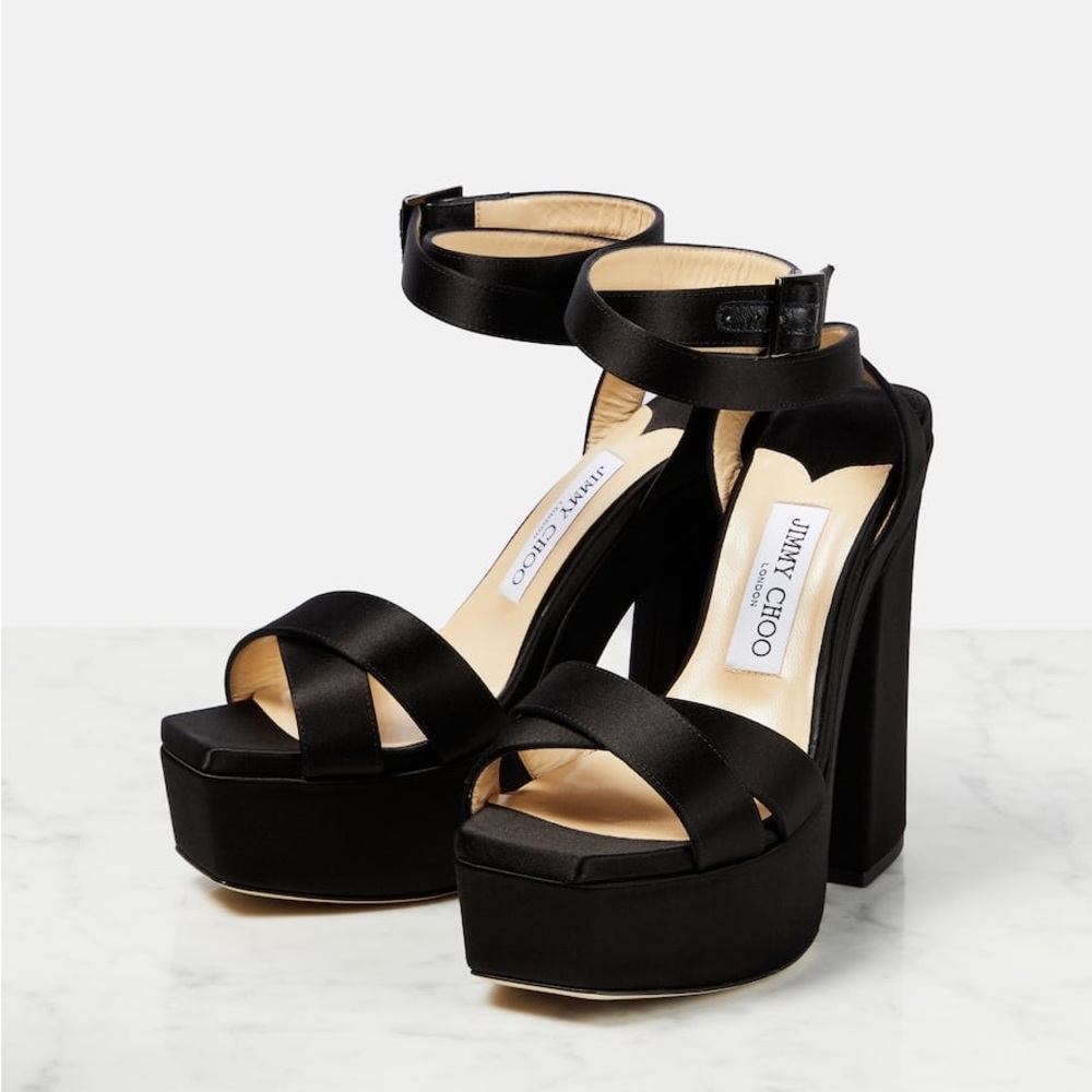Jimmy Choo Gaia 140 Platform heeled sandals sz 37.5 - Picture 5 of 16